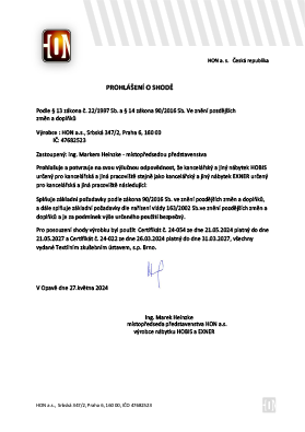 Vyhlásenie o zhode HON