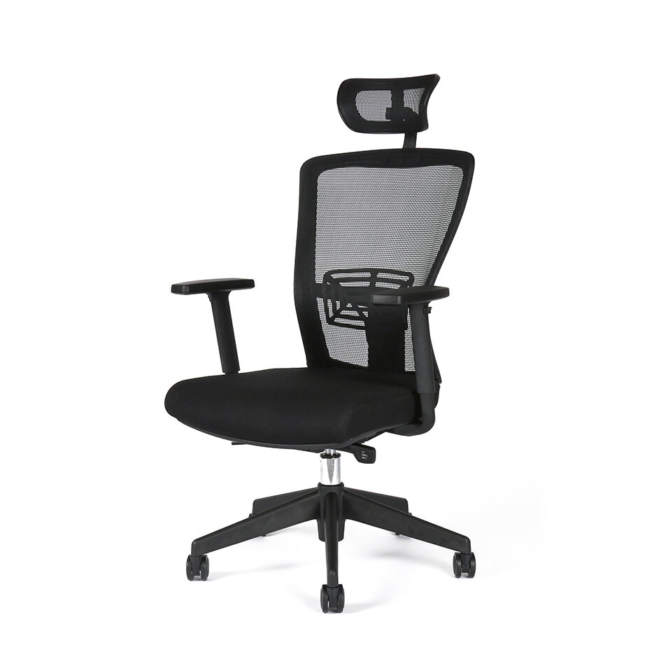 Irodai forgószék fejtámlával, TD-01, fekete